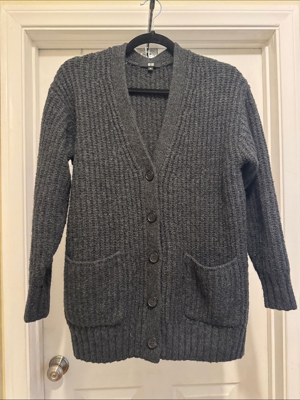 Uniqlo Dark Gray Button-Front Knit Cardigan